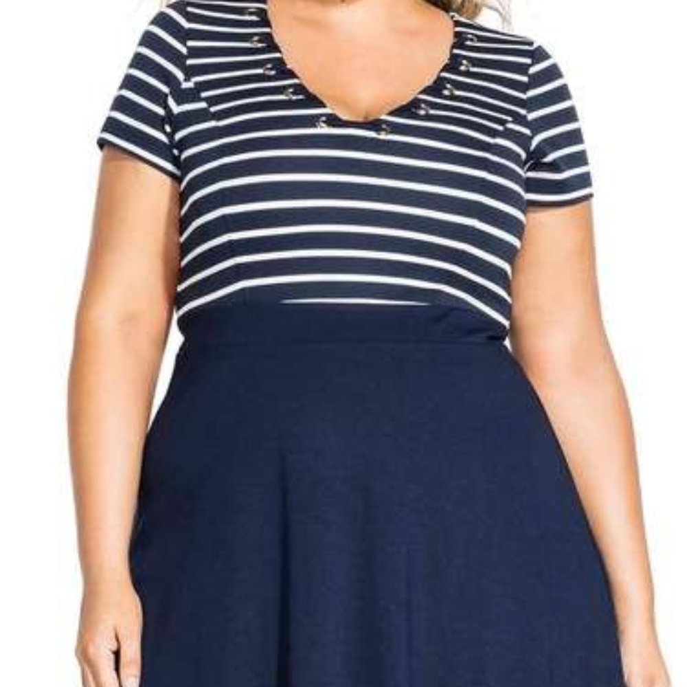 City Chic Sailor Stripe Dress